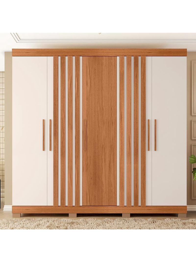 Guarda Roupa Casal 5 Portas 2 Gavetas Marta Marrom Caemmun