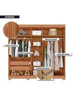 Guarda Roupa Casal 5 Portas 2 Gavetas Marta Marrom Caemmun