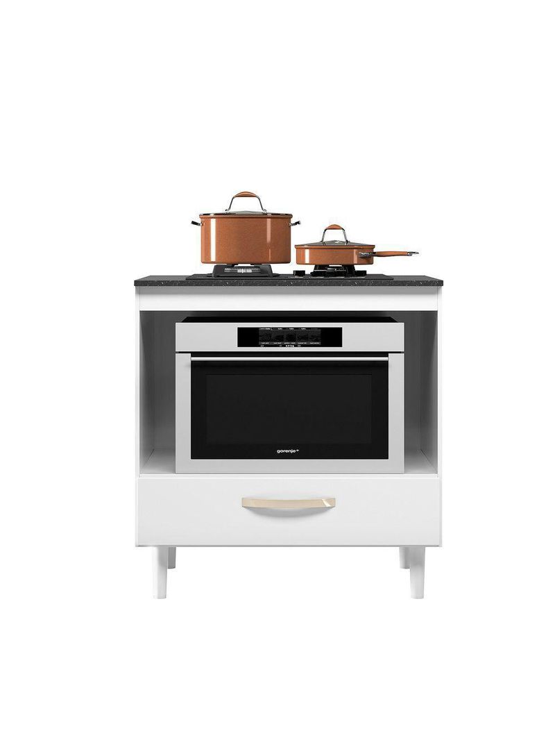 Balcão Nicioli Cooktop 1 Gaveta Branco Com Branco