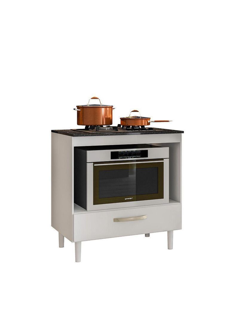 Balcão Nicioli Cooktop 1 Gaveta Branco Com Branco