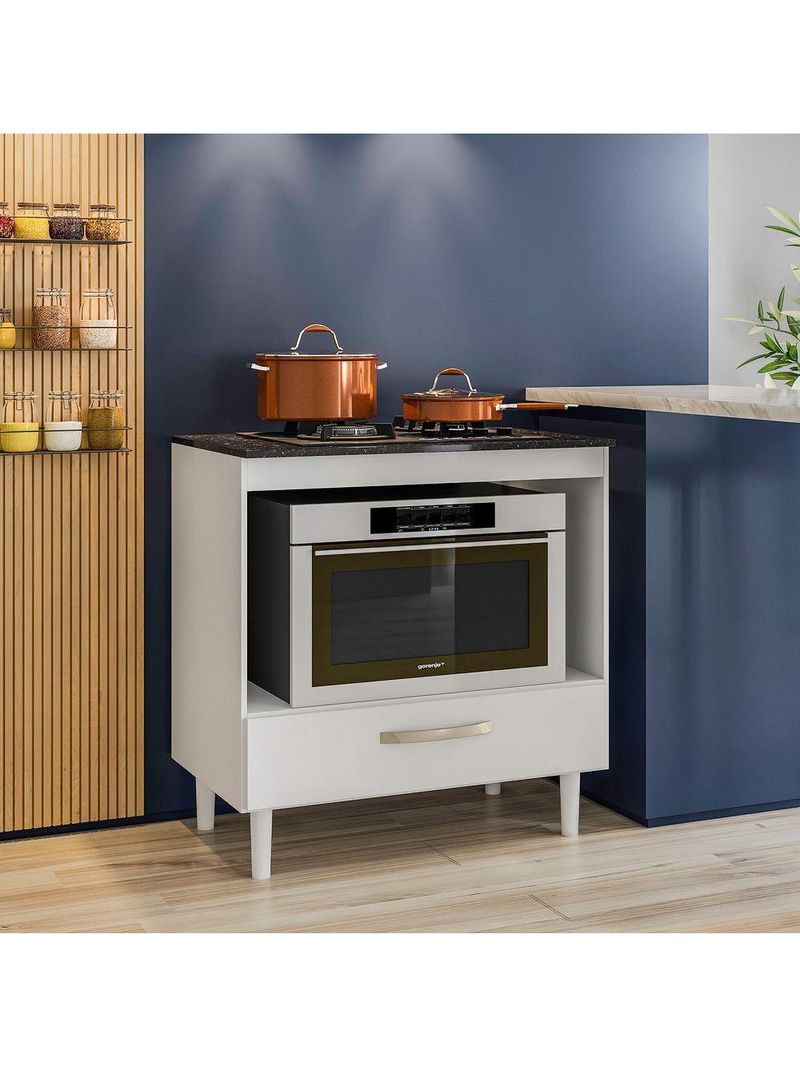 Balcão Nicioli Cooktop 1 Gaveta Branco Com Branco