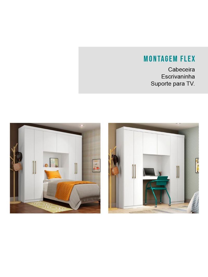 Guarda Roupa Casal 6 Portas 2 Gavetas Porto Branco Carraro