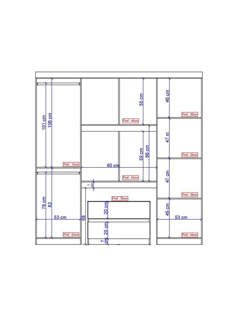 Guarda Roupa Casal 6 Portas 2 Gavetas Porto Branco Carraro