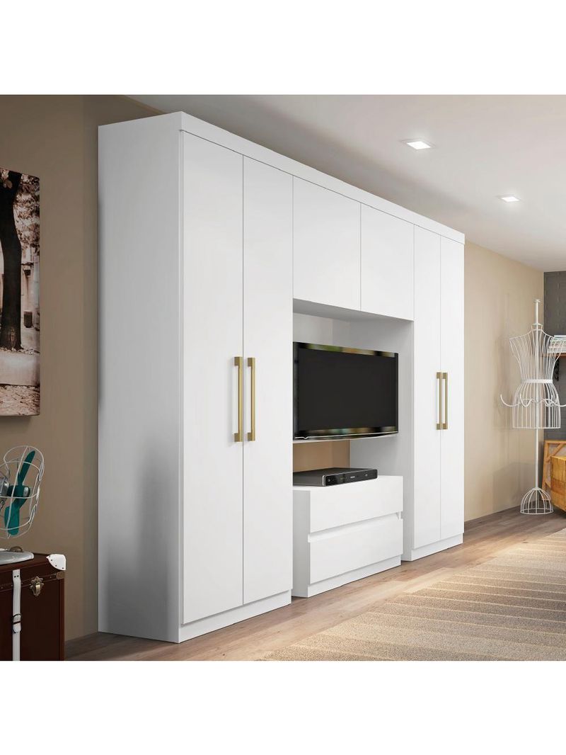 Guarda Roupa Casal 6 Portas 2 Gavetas Porto Branco Carraro