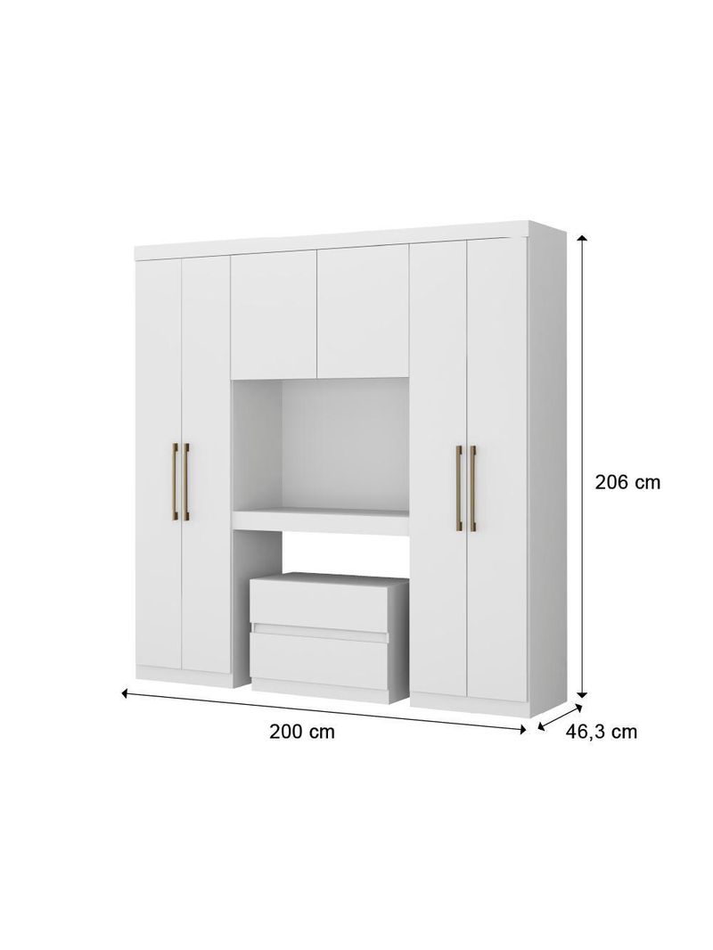 Guarda Roupa Casal 6 Portas 2 Gavetas Porto Branco Carraro