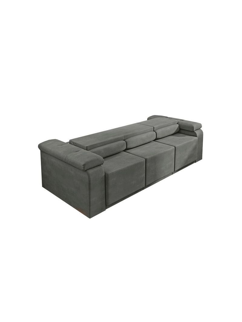 Sofá Retrátil Desmontável Suede 2,10m Cinza