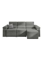 Sofá Retrátil Desmontável Suede 2,10m Cinza