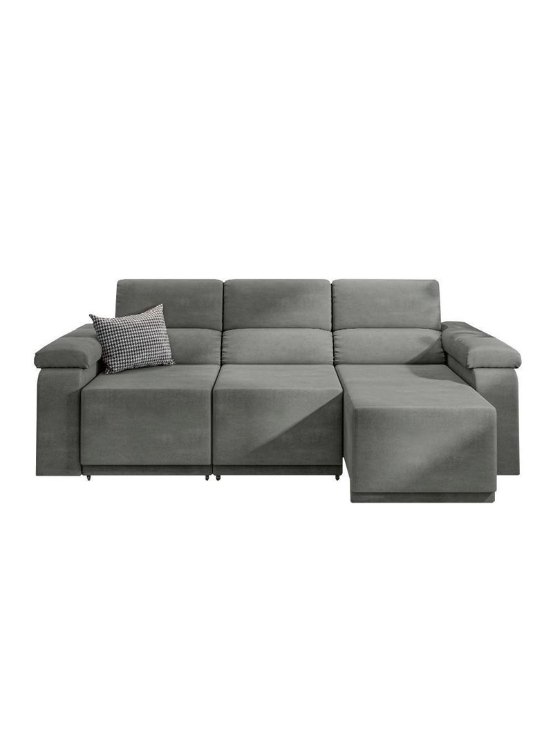 Sofá Retrátil Desmontável Suede 2,10m Cinza