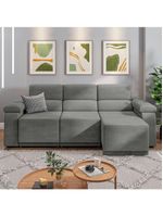 Sofá Retrátil Desmontável Suede 2,10m Cinza
