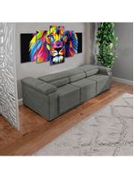 Sofá Retrátil Desmontável Suede 2,10m Cinza