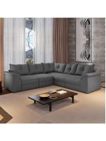 Sofá De Canto 5 Lugares Com Retrátil Qatar Suede Cinza Cinza