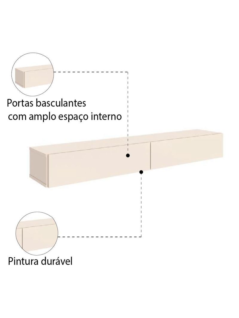 Rack Suspenso Para Painel Ou Tv Até 75" 2 Portas 1,60m