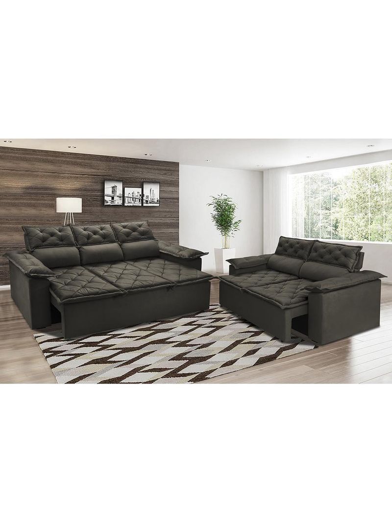 Conjunto Sofá 3 E 2 Lugares Retrátil Reclinável