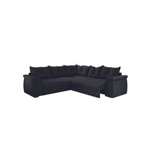 Sofá De Canto 5 Lugares Retrátil Qatar Suede Preto Preto
