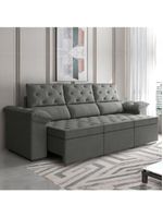 Sofá Retrátil 3 Lugares 2,10m York Suede Cinza Cinza