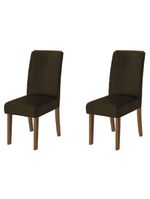 Conjunto com 2 Cadeiras Estofadas Grécia – Cedro/Marrom – Dobuê