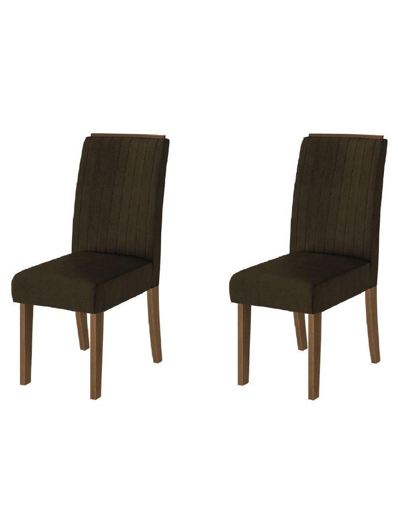Conjunto com 2 Cadeiras Estofadas Grécia – Cedro/Marrom – Dobuê