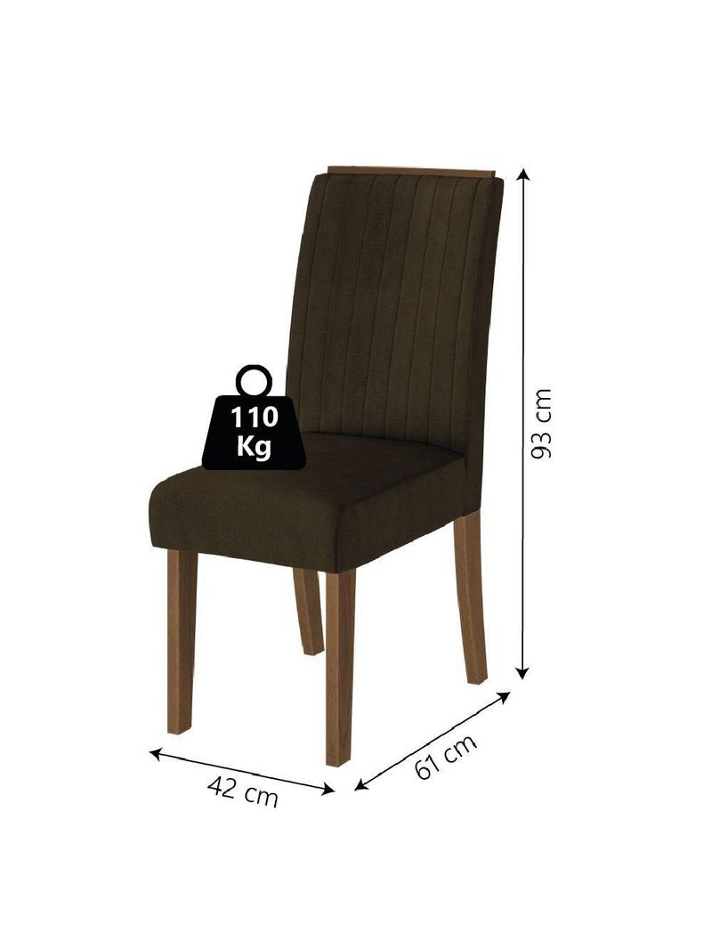 Conjunto com 2 Cadeiras Estofadas Grécia – Cedro/Marrom – Dobuê