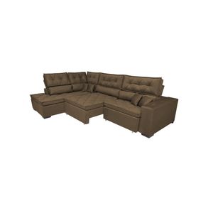 Sofa De Canto Retrátil E Reclinável Com Molas Cama Inbox Platinum Esquerdo 3,00x2,36 Suede Café