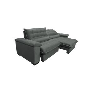 Sofá Retrátil E Reclinável 2,52m Com Molas Ensacadas Cama Inbox Aconchego Tecido Suede Cinza