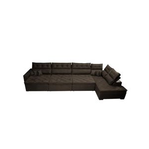 Sofá De Canto 4,80x2,36m Retrátil E Reclinável Com Molas Cama Inbox Platinum Direito Suede Café