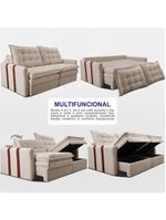 Sofá Baú Sem Caixa Retrátil 2,00m Softgel Petit Boucle Bege Claro Cama Inbox