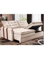 Sofá Baú Sem Caixa Retrátil 2,00m Softgel Petit Boucle Bege Claro Cama Inbox