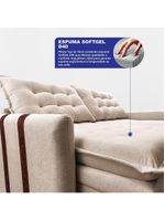 Sofá Baú Sem Caixa Retrátil 2,00m Softgel Petit Boucle Bege Claro Cama Inbox