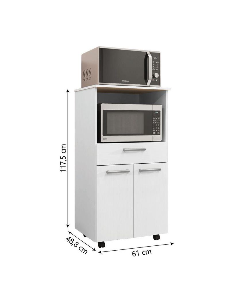 Armário de Cozinha Balcão Multiuso Duplo Forno Duetto Branco Kit's Paraná