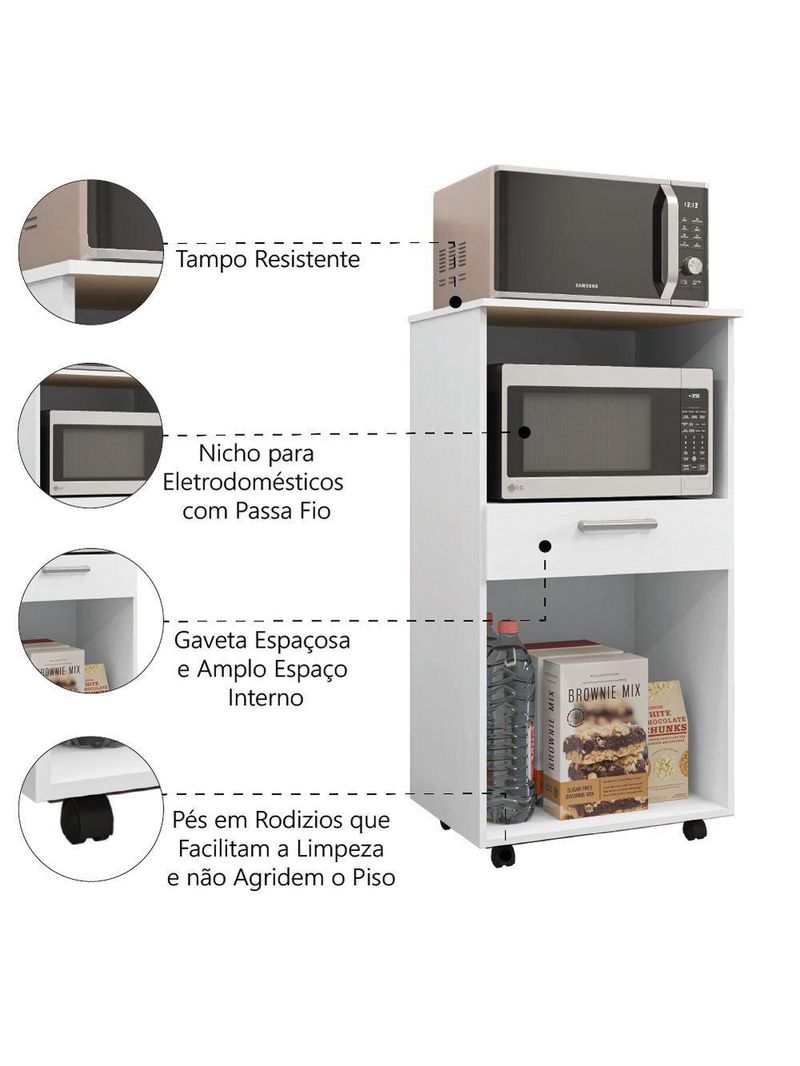 Armário de Cozinha Balcão Multiuso Duplo Forno Duetto Branco Kit's Paraná