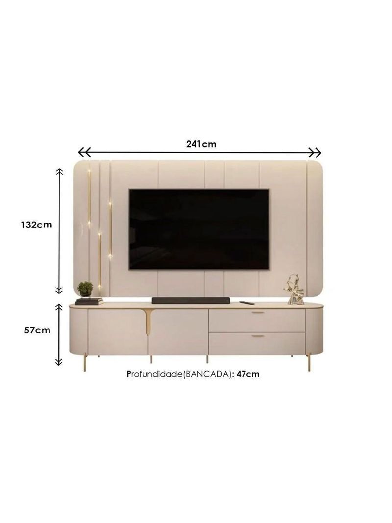 Rack Bancada c/Painel p/TV até 75 Polegadas Celine-DJ Móveis