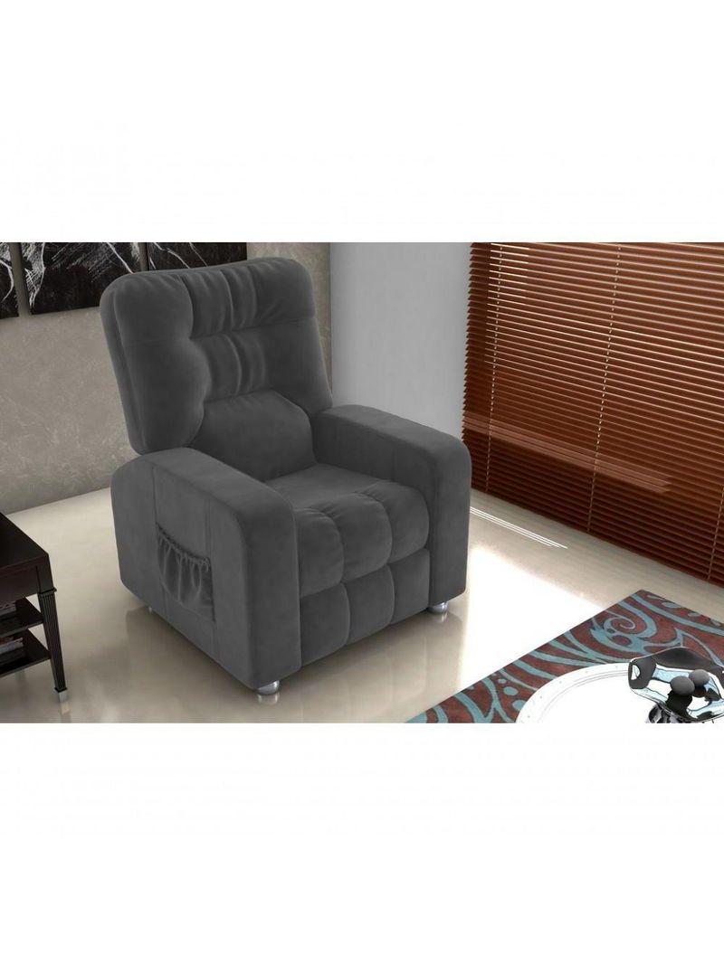 Poltrona Matrix Reclinável Azera - Veludo Chumbo
