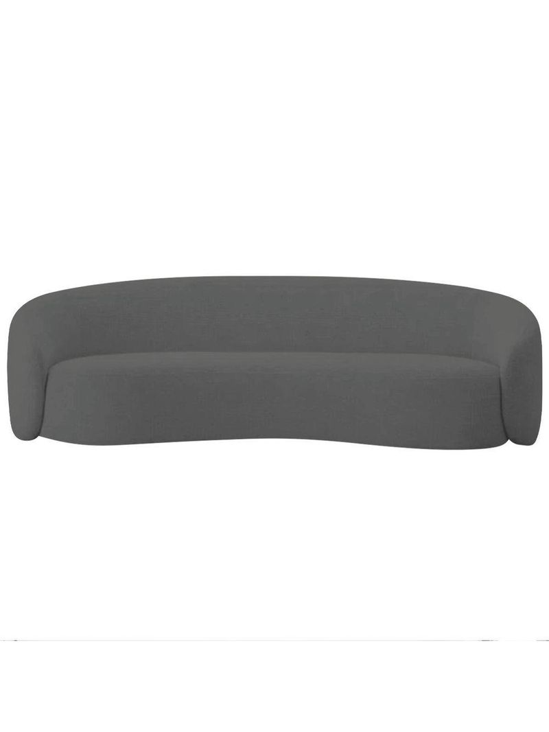 Sofá 3 Lugares 200cm Orgânico Luxo Recepção Amore Linho - Amarena Móveis Cor Cinza Escuro