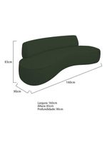 Sofá Curvo 2 Lugares Amsterdã 160cm Linho - Doce Sonho Móveis Cor Verde