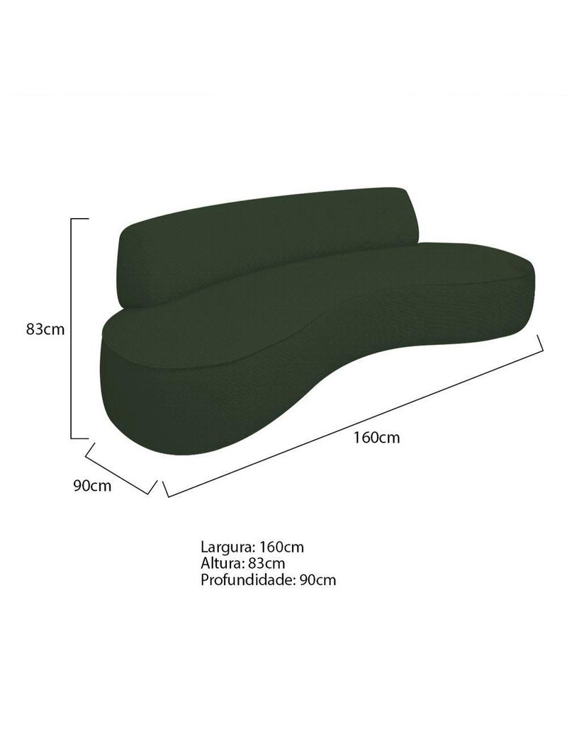 Sofá Curvo 2 Lugares Amsterdã 160cm Linho - Doce Sonho Móveis Cor Verde