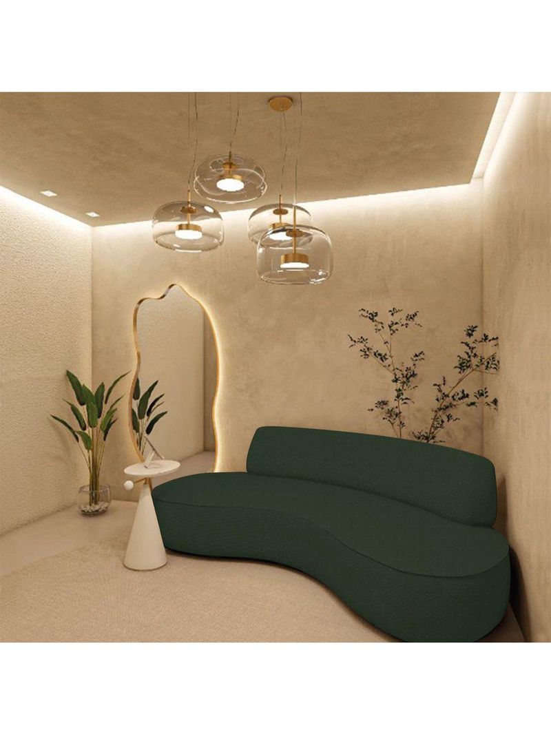 Sofá Curvo 2 Lugares Amsterdã 160cm Linho - Doce Sonho Móveis Cor Verde
