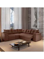 Sofá De Canto 5 Lugares  Retrátil Qatar Suede Marrom Marrom