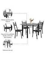 Conjunto De Mesa Itália Com 4 Cadeiras Preto/Floral Granito