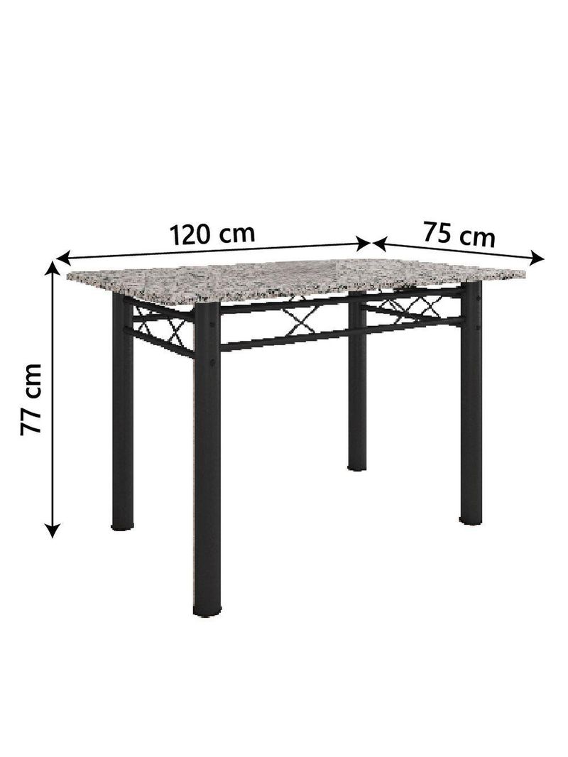 Conjunto De Mesa Itália Com 4 Cadeiras Preto/Floral Granito