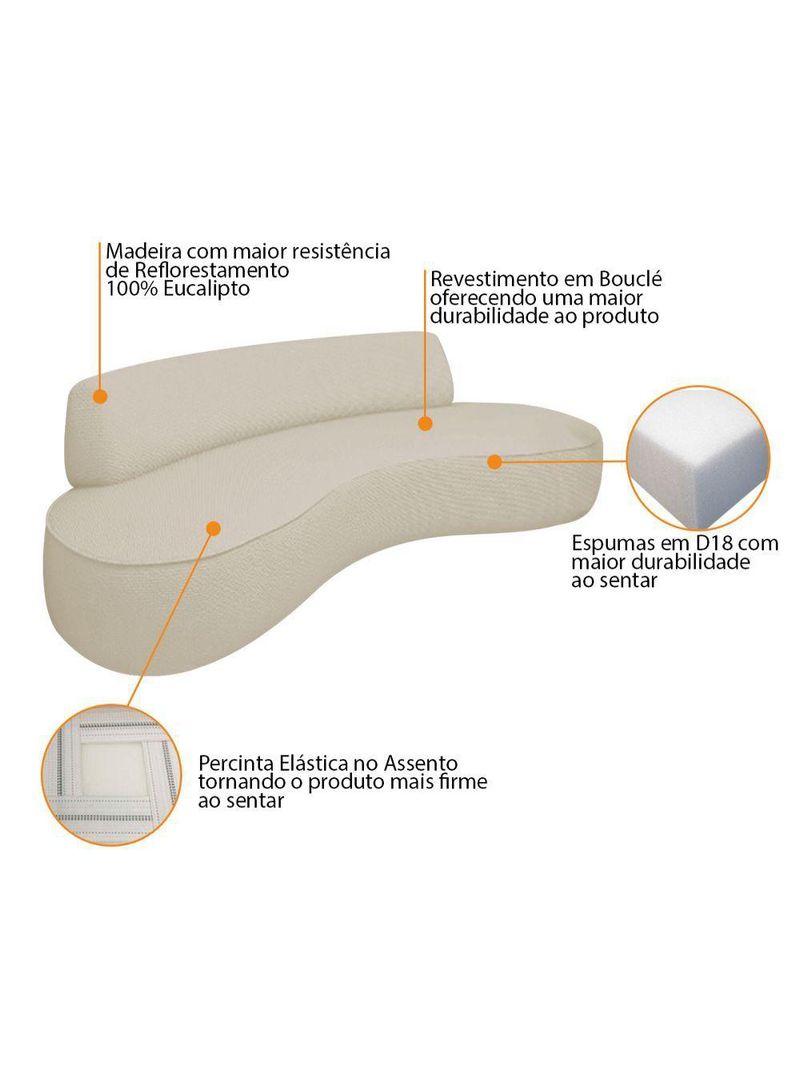 Sofá Curvo 2 Lugares Amsterdã 160cm Bouclé - Amarena Móveis Cor Bege