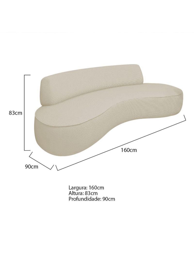 Sofá Curvo 2 Lugares Amsterdã 160cm Bouclé - Amarena Móveis Cor Bege