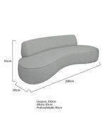 Sofá Curvo 3 Lugares Amsterdã 200cm Bouclé - Amarena Móveis Cor Cinza