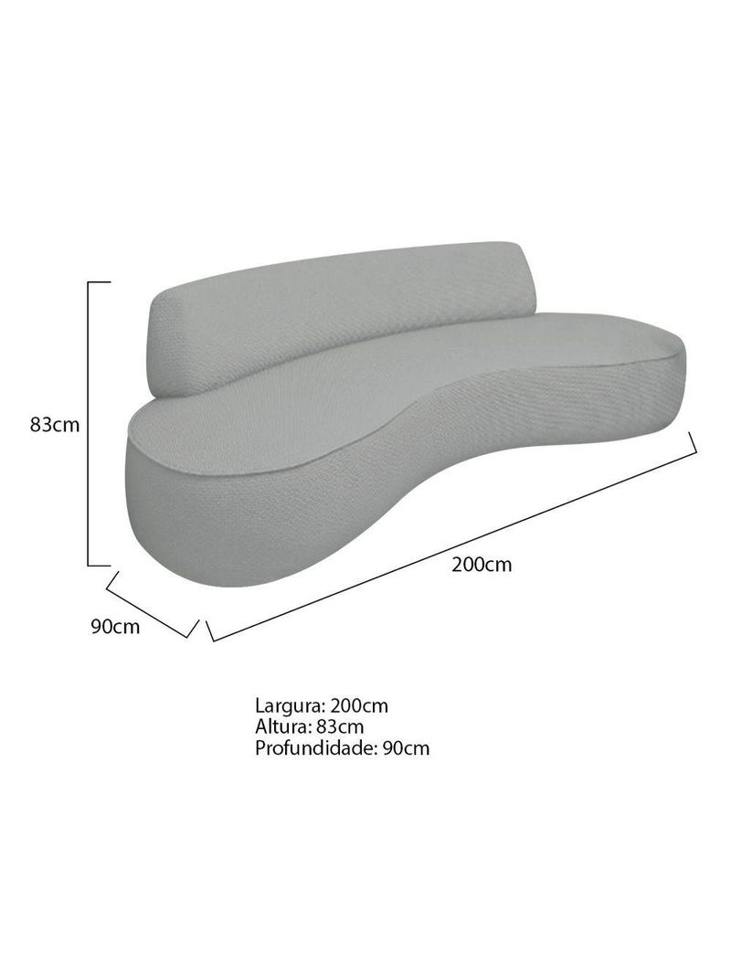 Sofá Curvo 3 Lugares Amsterdã 200cm Bouclé - Amarena Móveis Cor Cinza
