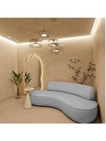 Sofá Curvo 3 Lugares Amsterdã 200cm Bouclé - Amarena Móveis Cor Cinza