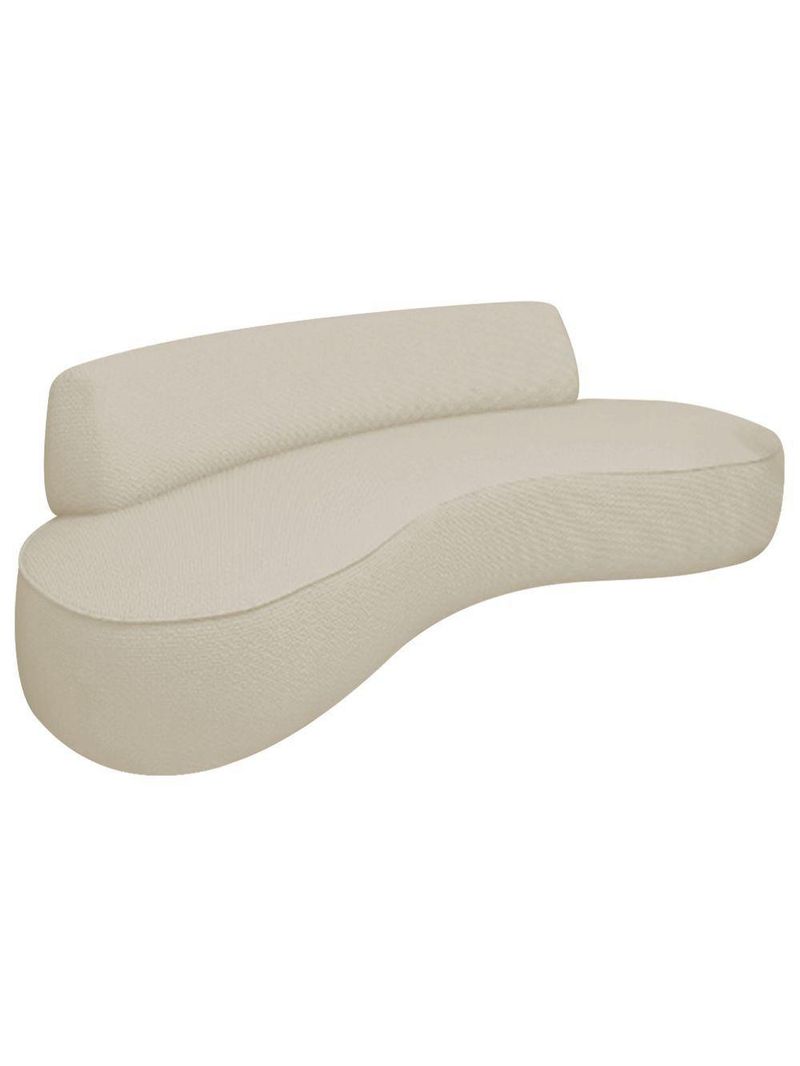 Sofá Curvo 3 Lugares Amsterdã 180cm Bouclé - Amarena Móveis Cor Bege