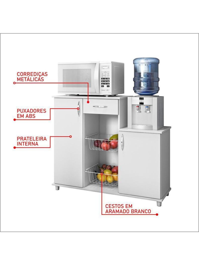 Fruteira Armário Balcão Multiuso Cozinha Diva Branco Branco