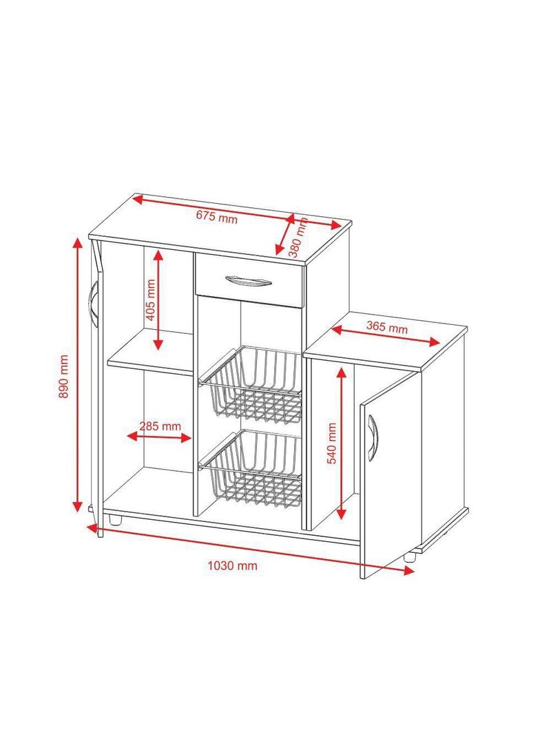 Fruteira Armário Balcão Multiuso Cozinha Diva Branco Branco
