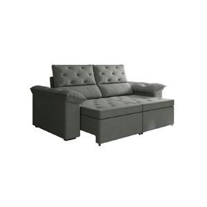Sofá Retrátil 2 Lugares 1,50m Inglaterra Suede Cinza Selmer Cinza