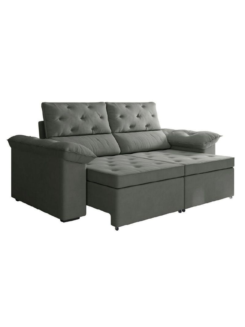 Sofá Retrátil 2 Lugares 1,50m Inglaterra Suede Cinza