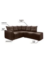 Sofá De Canto Marrocos Marrom Suede Liso Marrom